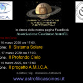 15 Marzo ore 17:00 Saluto di ACA e presentazione programma del corso in diretta Facebook